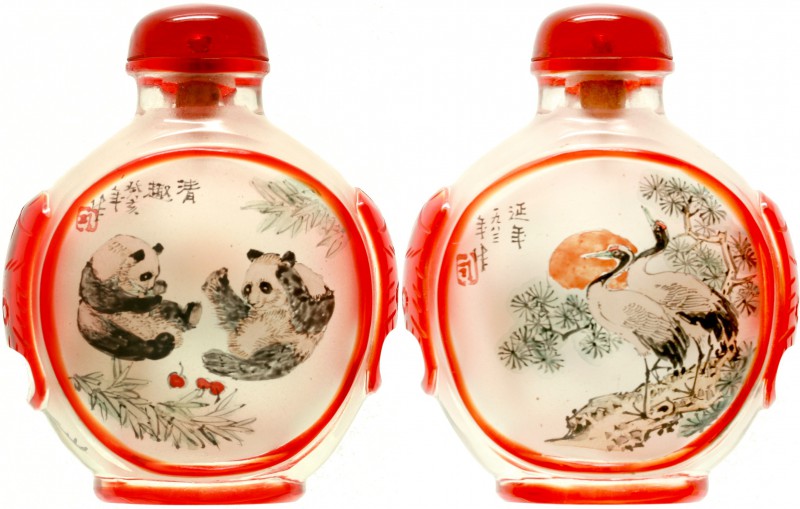 China
Varia
Inside-Snuff-Bottle (Neihua). Weißes Glas mit roter Überwurfvergla...
