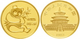 China
Volksrepublik, seit 1949
1/4 Unze Panda GOLD 1982 (ohne Wertangabe). Bambusbär (Großer Panda).
Stempelglanz