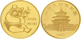 China
Volksrepublik, seit 1949
1 Unze Panda GOLD 1982 (ohne Wertangabe). Bambusbär (Großer Panda). Verschweißt.
Stempelglanz