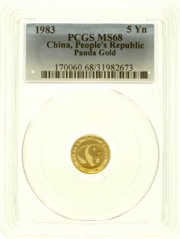 China
Volksrepublik, seit 1949
5 Yuan GOLD 1983 Panda. 1/20 Unze Feingold. Im ...