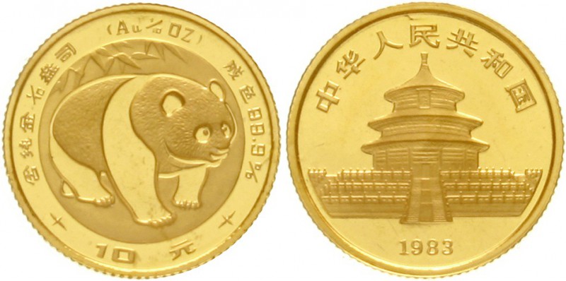China
Volksrepublik, seit 1949
10 Yuan GOLD 1983. Panda. 1/10 Unze Feingold. V...