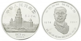 China
Volksrepublik, seit 1949
10 Yuan Silber 1984. 110. Geburtstag von Chen Jiageng. Aufl. max 6000 Ex.
Polierte Platte, winz. Kratzer