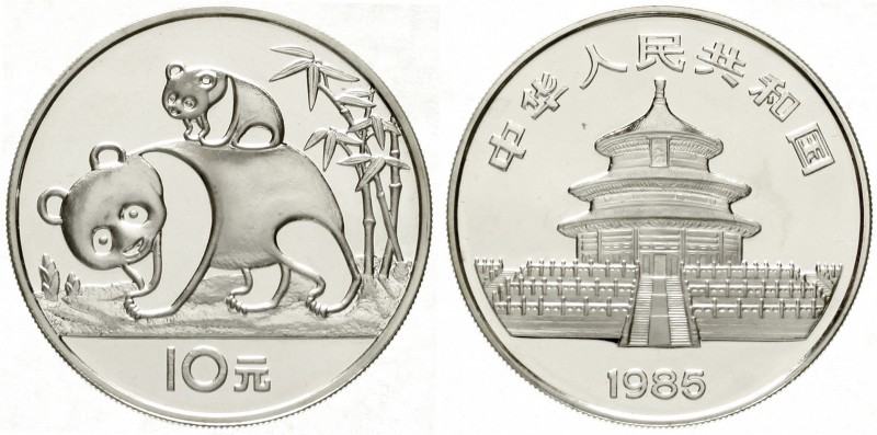 China
Volksrepublik, seit 1949
10 Yuan Panda 1985. Panda mit Jungem auf dem Rü...