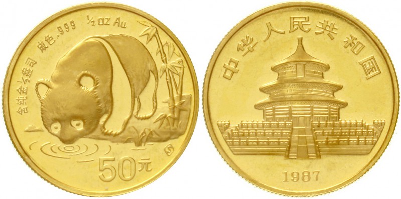 China
Volksrepublik, seit 1949
50 Yuan 1/2 Unze GOLD 1987 S (Shanghai). Panda ...