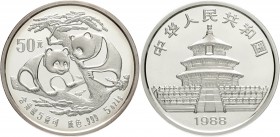 China
Volksrepublik, seit 1949
50 Yuan 5 Unzen Silbermünze 1988. Zwei Pandas auf einem Baum. In Holzschatulle mit Zertifikat.
Polierte Platte
