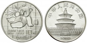 China
Volksrepublik, seit 1949
10 Yuan Panda 1989. Panda mit Bambuszweig. In Kapsel.
Stempelglanz