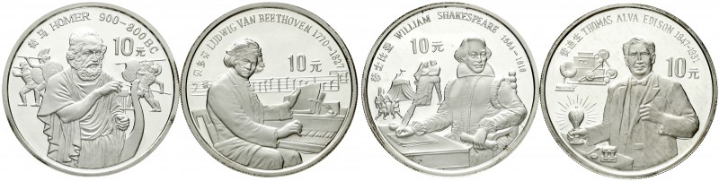 China
Volksrepublik, seit 1949
4 X 10 Yuan Silber 1990 Große Persönlichkeiten ...