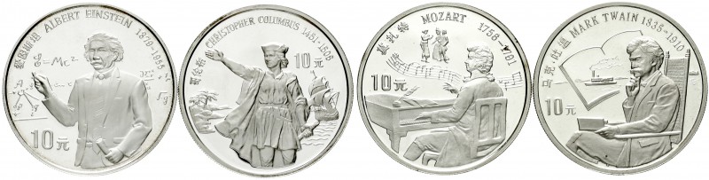 China
Volksrepublik, seit 1949
4 X 10 Yuan Silber 1991. Große Persönlichkeiten...