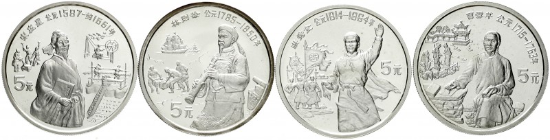 China
Volksrepublik, seit 1949
4 X 5 Yuan Silber 1991. Große Persönlichkeiten ...