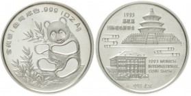 China
Volksrepublik, seit 1949
1 Unze Silber Freundschaftspanda 1993 zur Internationalen Münzenausstellung in München. Geringe Auflage. Verschweißt ...