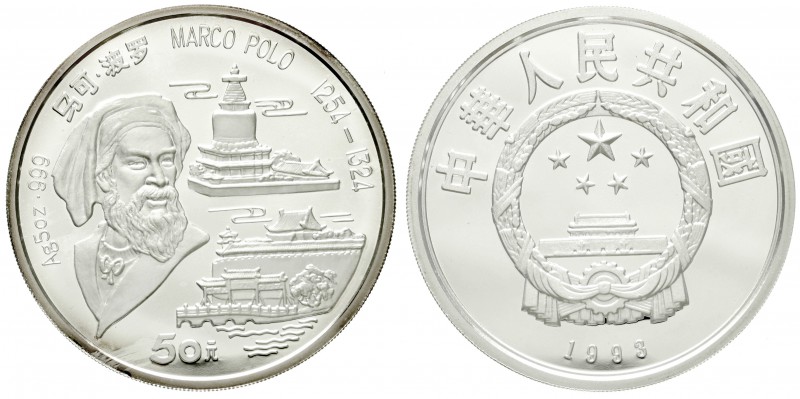 China
Volksrepublik, seit 1949
50 Yuan Silber 5 Unzen 1993. 700. Jahrestag der...