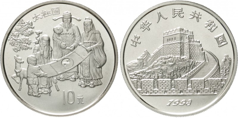 China
Volksrepublik, seit 1949
10 Yuan Silber (1 Unze) 1993. Gottheiten des Gl...