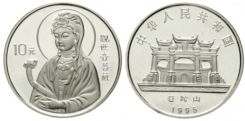 China
Volksrepublik, seit 1949
10 Yuan Silber (1 Unze) 1995. Guanyin. 3. Ausga...