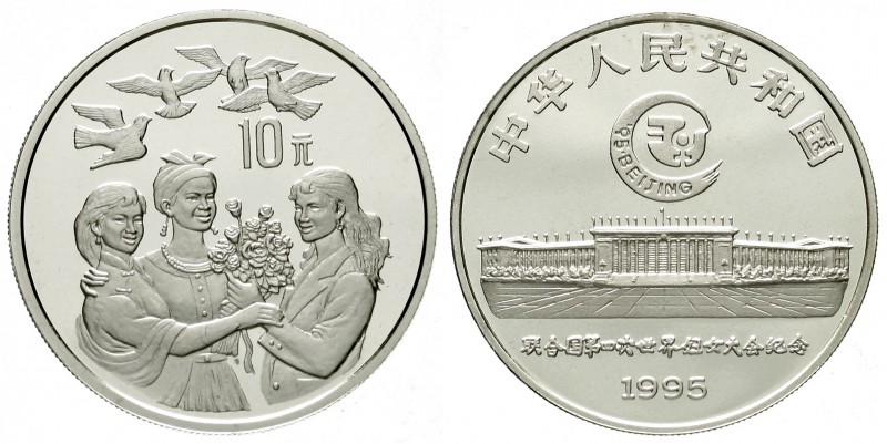 China
Volksrepublik, seit 1949
10 Yuan Silber (1 Unze) 1995. UN 4. Weltfrauenk...