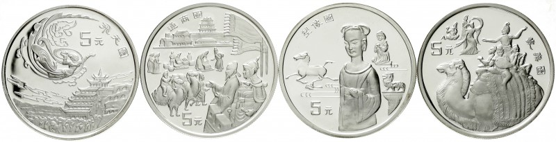 China
Volksrepublik, seit 1949
4 X 5 Yuan Silber 1996. Seidenstraßen 2. Ausgab...