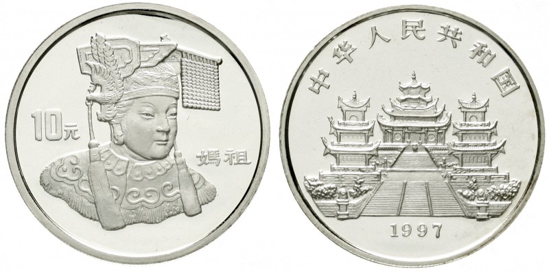 China
Volksrepublik, seit 1949
10 Yuan Silber (1 Unze) 1997. Mazu, Schutzgötti...