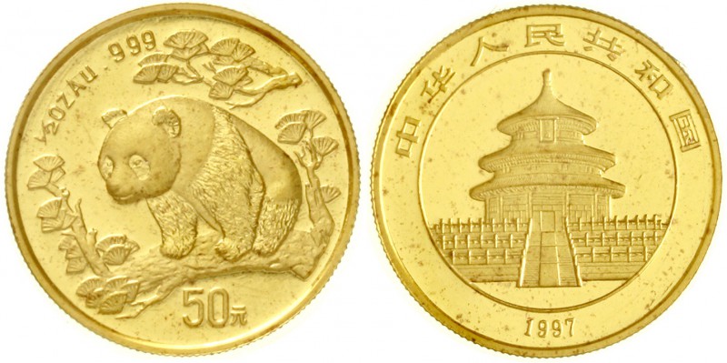 China
Volksrepublik, seit 1949
50 Yuan GOLD 1997. Panda nach links im Wald. 1/...