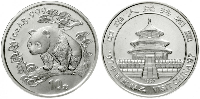China
Volksrepublik, seit 1949
10 Yuan Panda (1 Unze) 1997. Jahr des Tourismus...