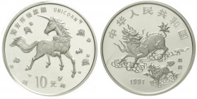 China
Volksrepublik, seit 1949
10 Yuan Silber 1997. Chinesisches Einhorn/Westliches Einhorn. Verschweißt.
Stempelglanz