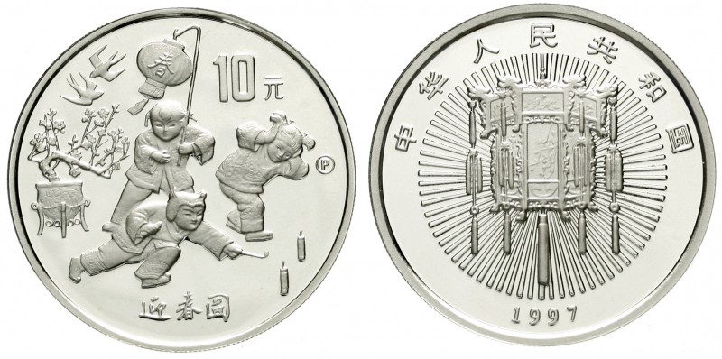China
Volksrepublik, seit 1949
10 Yuan Silber 1997. Chinesisches Neujahrsfest....