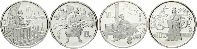 China
Volksrepublik, seit 1949
Set: 4 X 10 Yuan Silber 1997. Die Geschichte de...