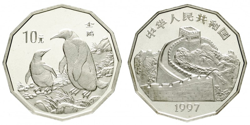 China
Volksrepublik, seit 1949
10 Yuan Silber (zwölfeckig) 1997. Bildkunst der...