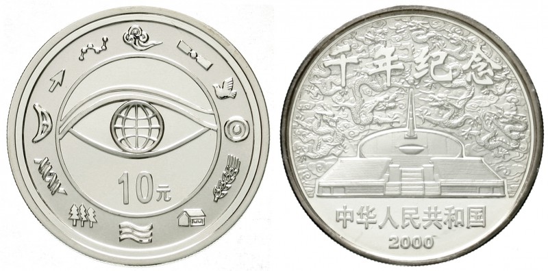 China
Volksrepublik, seit 1949
10 Yuan Silber (1 Unze) 2000. Christliche Jahrt...