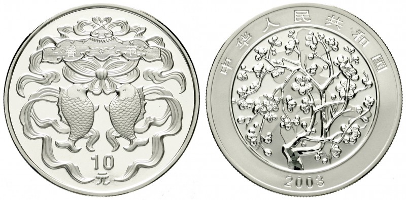 China
Volksrepublik, seit 1949
10 Yuan Silber (1 Unze) 2003. Chinesisches Sege...