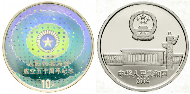 China
Volksrepublik, seit 1949
10 Yuan Silber (1 Unze) 2004. 50 Jahre National...