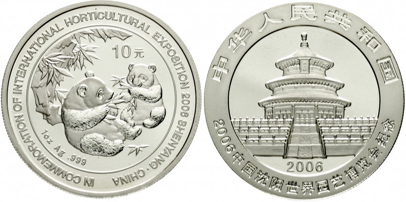 China
Volksrepublik, seit 1949
10 Yuan Silber (1 Unze) 2006. Internationale Ga...