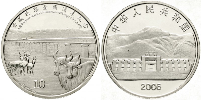 China
Volksrepublik, seit 1949
10 Yuan Silber 2006. Eröffnung der Tibetbahn vo...