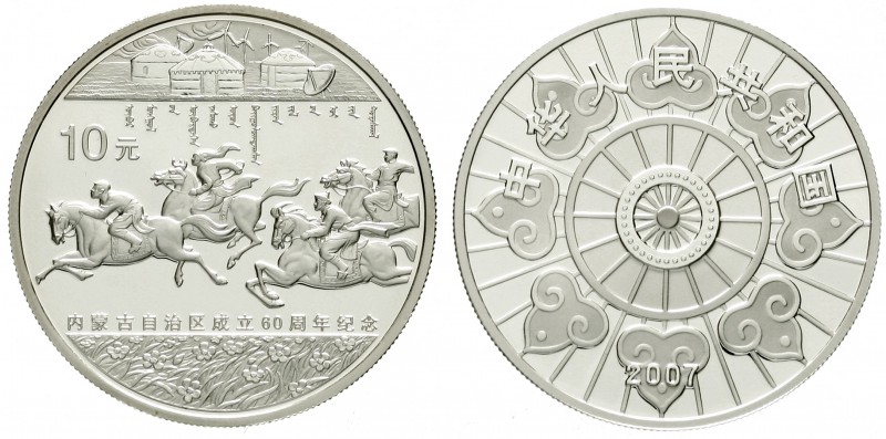 China
Volksrepublik, seit 1949
10 Yuan Silber (1 Unze) 2007. 60 Jahre Autonome...