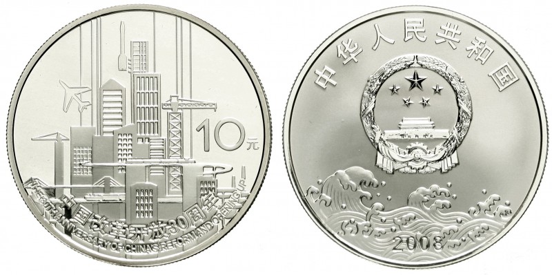 China
Volksrepublik, seit 1949
10 Yuan Silber 2008. 30. Jahrestag der Wirtscha...