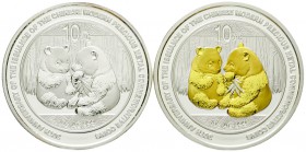 China
Volksrepublik, seit 1949
2 X 10 Yuan Silber (1 Unze) Panda 2009. 30 Jahre Gedenkmünzen der Volksrepublik China. Zwei Pandas, mit Gedenkinschri...