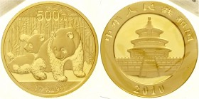 China
Volksrepublik, seit 1949
500 Yuan GOLD 2010. Zwei Pandas beim Spielen. 1 Unze Feingold, verschweißt.
Stempelglanz