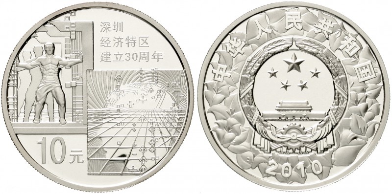 China
Volksrepublik, seit 1949
10 Yuan Silber 2010. 30. Jahre Sonderwirtschaft...