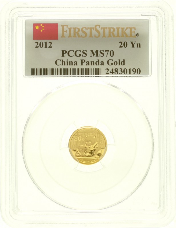 China
Volksrepublik, seit 1949
20 Yuan GOLD 2012. Panda mit Jungtier. 1/20 Unz...