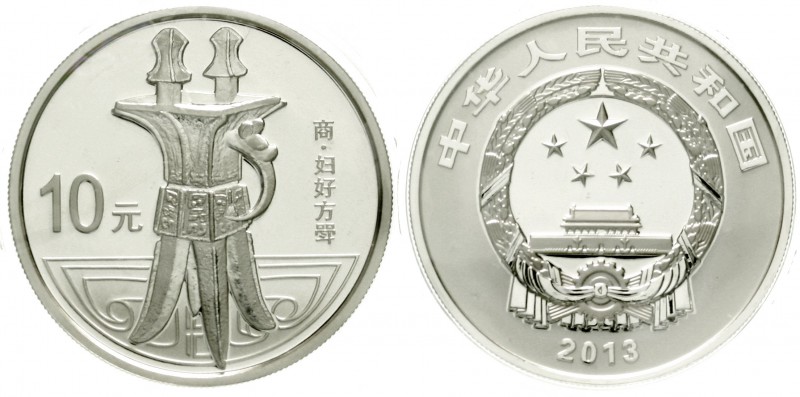 China
Volksrepublik, seit 1949
10 Yuan Silber (1 Unze) 2013. Gefäße der Bronze...