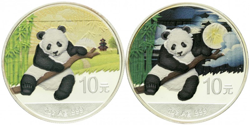 China
Volksrepublik, seit 1949
Panda-Satz Night & Day 2014. 2 X 10 Yuan sitzen...