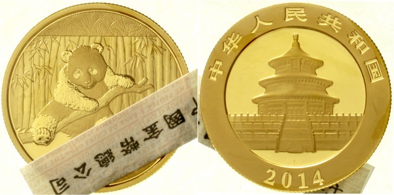 China
Volksrepublik, seit 1949
200 Yuan GOLD 2014. Panda. 1/2 Unze Feingold, v...