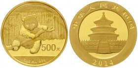 China
Volksrepublik, seit 1949
500 Yuan GOLD 2014. Panda. 1 Unze Feingold, verschweißt.
Stempelglanz