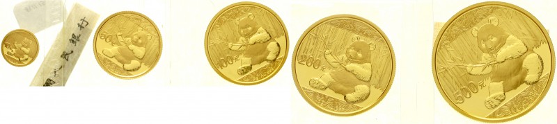 China
Volksrepublik, seit 1949
Panda Set (5 Münzen) GOLD 2017. 10 Yuan 1 g. Fe...