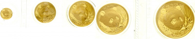 China
Volksrepublik, seit 1949
GOLD Panda Set (5 Münzen) 2018. Panda. 10 Yuan ...