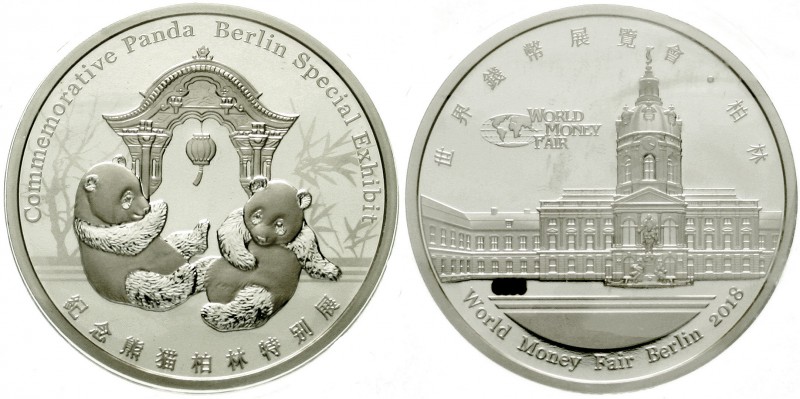 China
Volksrepublik, seit 1949
Silbermedaille (1 Unze) 2018. Zur World Money F...