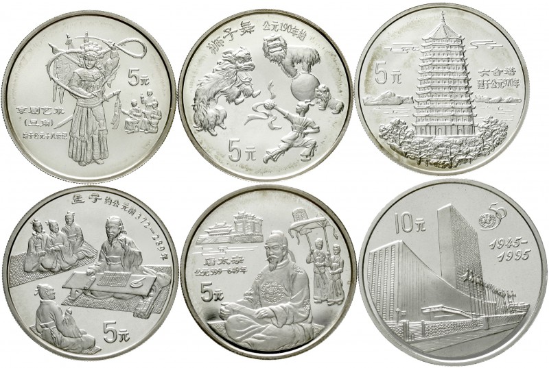 China
Lots der Volksrepublik China
6 Münzen: 5 versch. 5 Yuan Silber Chinesisc...