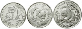 China
Lots der Volksrepublik China
3 Stück: 5 Yuan Panda Silber 1986, 1993, 1994.
Stempelglanz