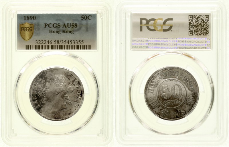 Hongkong
Victoria, 1860-1901
50 Cents 1890. Im PCGS-Blister mit Grading AU 58....