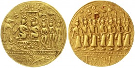 Indien
Medaillen
Ramatankah GOLD in Tola-Größe. Rama und Sita sitzen auf Thron, links Hanuman und Jambavat, rechts 3 Diener/sieben Rishis bei der Pr...