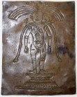 Indien
Varia
Rechteckige Kupferplatte, sogenanntes "Yantra" um 1800. Gravierter Yoga-Meister auf Podest mit Schriftzeichen in tamilischer Sprache, a...