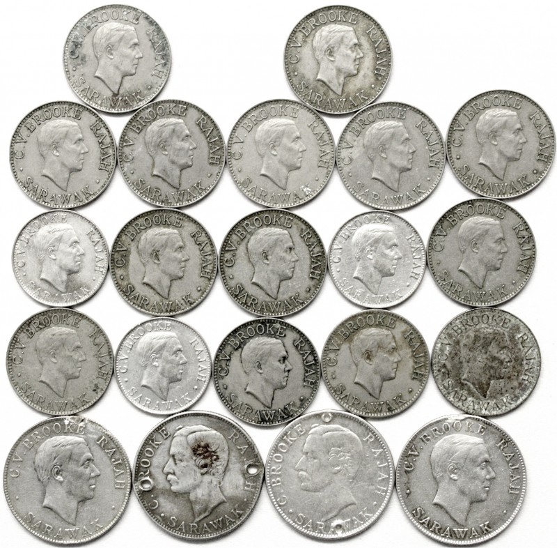 Malaysia
Sarawak, 1863-1963
21 Münzen, u.a. 3 X 20 Cents 1927 H, 2 X 50 Cents ...